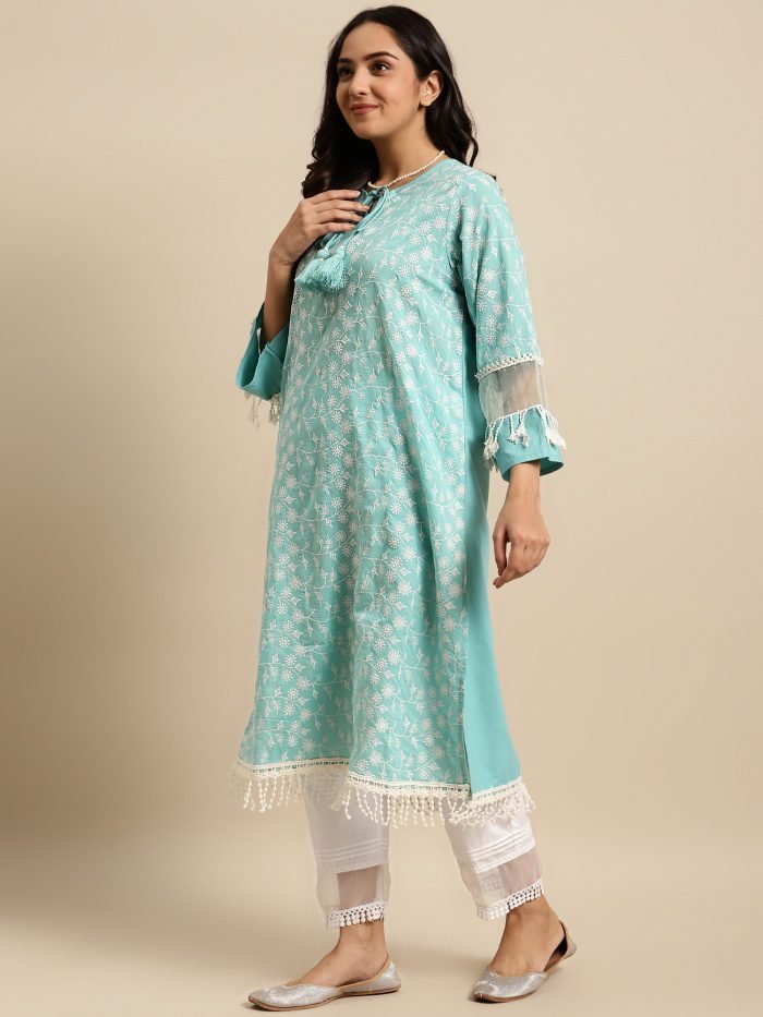 Buy Kuruti B Sheets Brand Present Pure Cotton Printex Work Straight Firozi  Color Kurti for Women's/Girl's(Firozi Size-M) at Amazon.in
