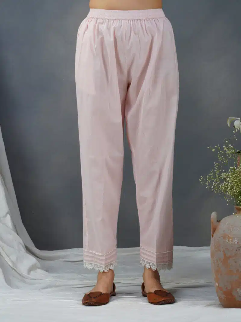 Pink Pleat Cotton Pant