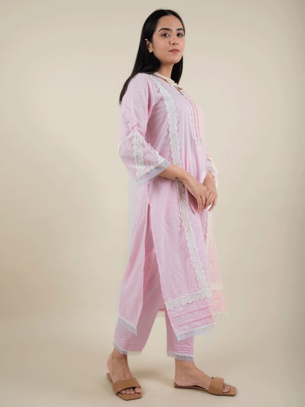 Cotton Dobby Hand Printed Kurta Pants and Dupatta