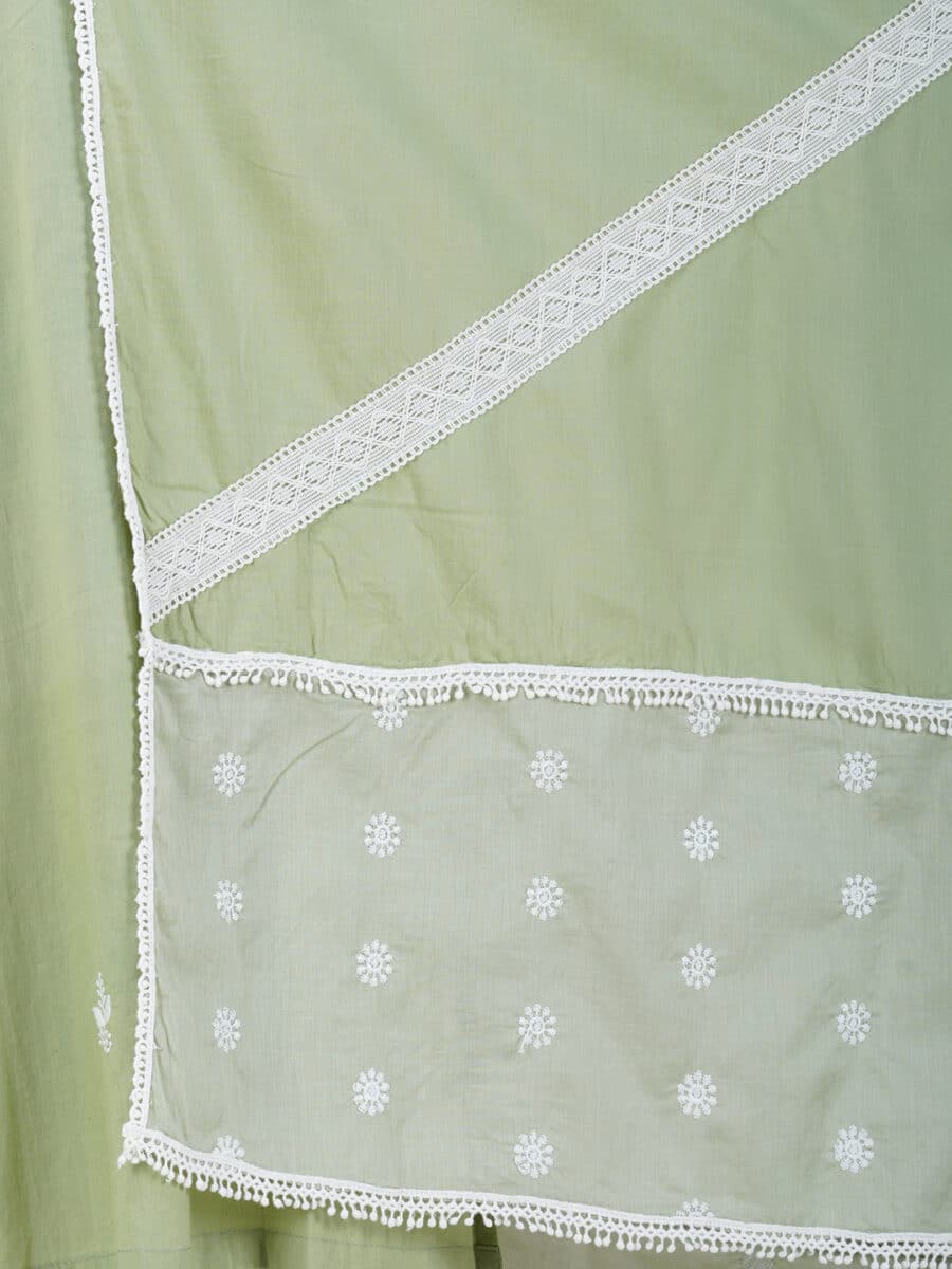 Olive Green Kurta with Sharara and Organza Dupatta
