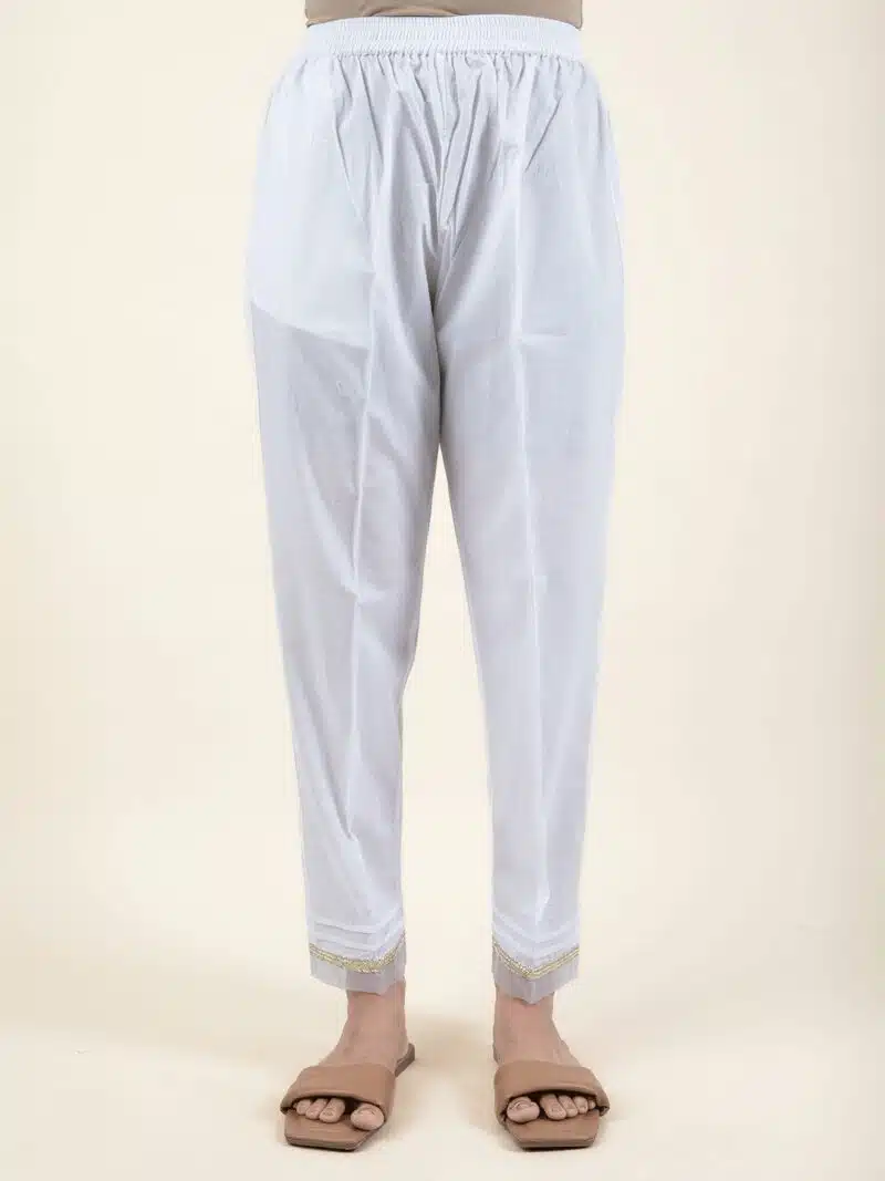 White Pleat Cotton pants