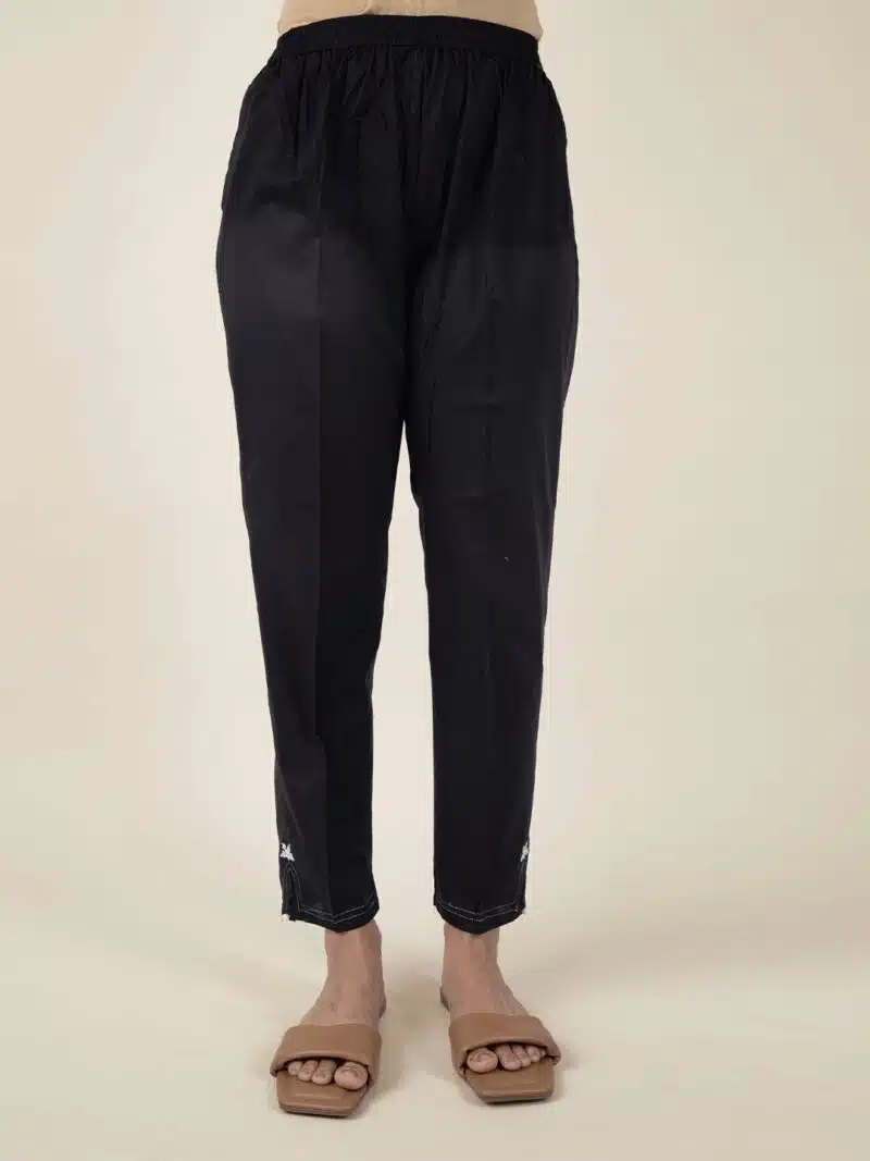Black Embroidered Cotton pants