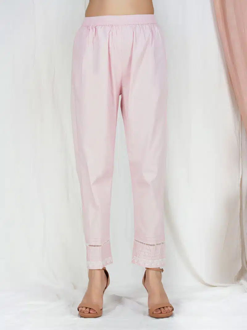 Pink Pintuck cotton Pants