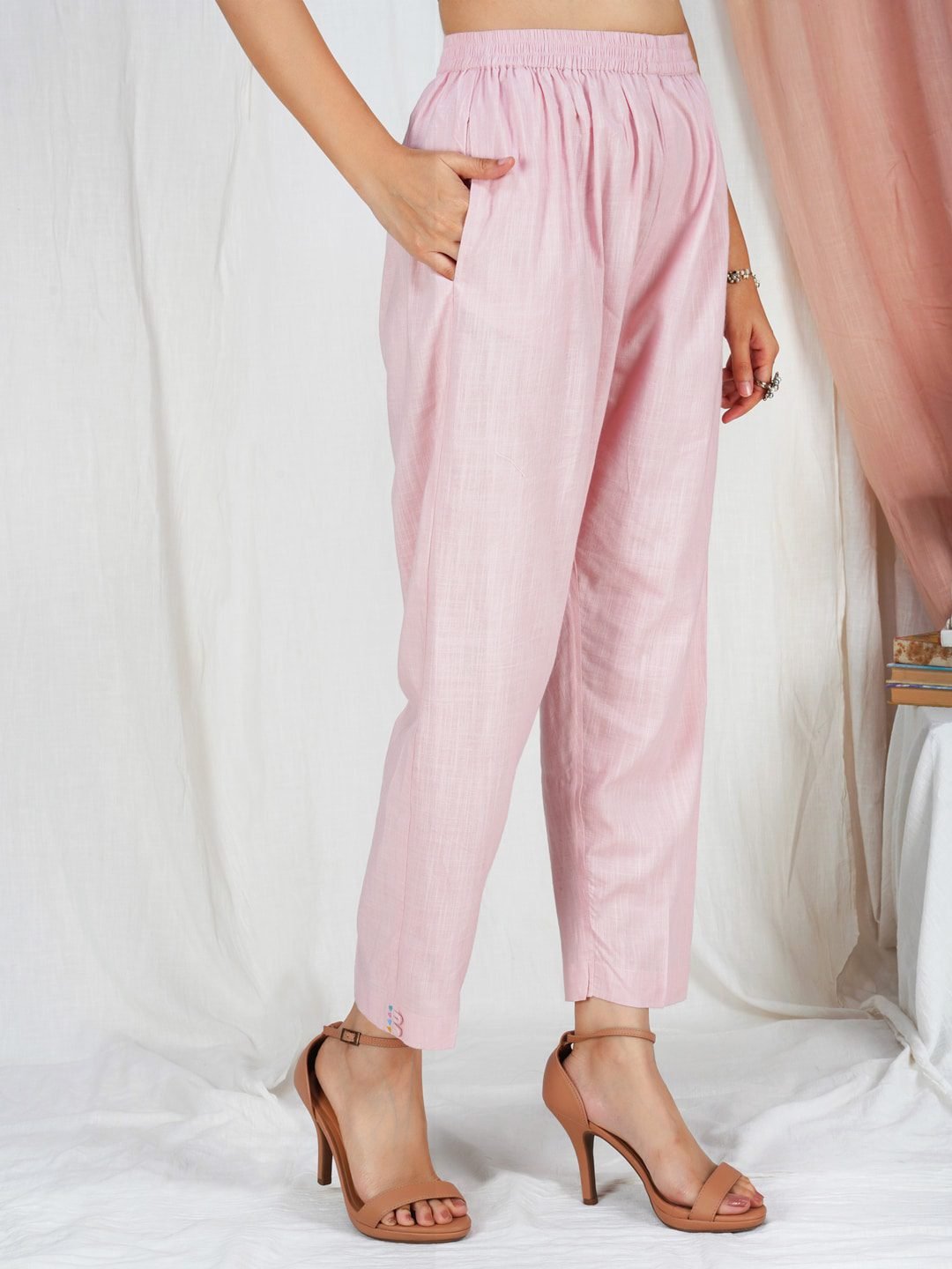 Light Pink Georgette Lucknow Dress w/ Matching Pants & Duppatta #33963 |  Buy Online @ DesiClik.com, USA