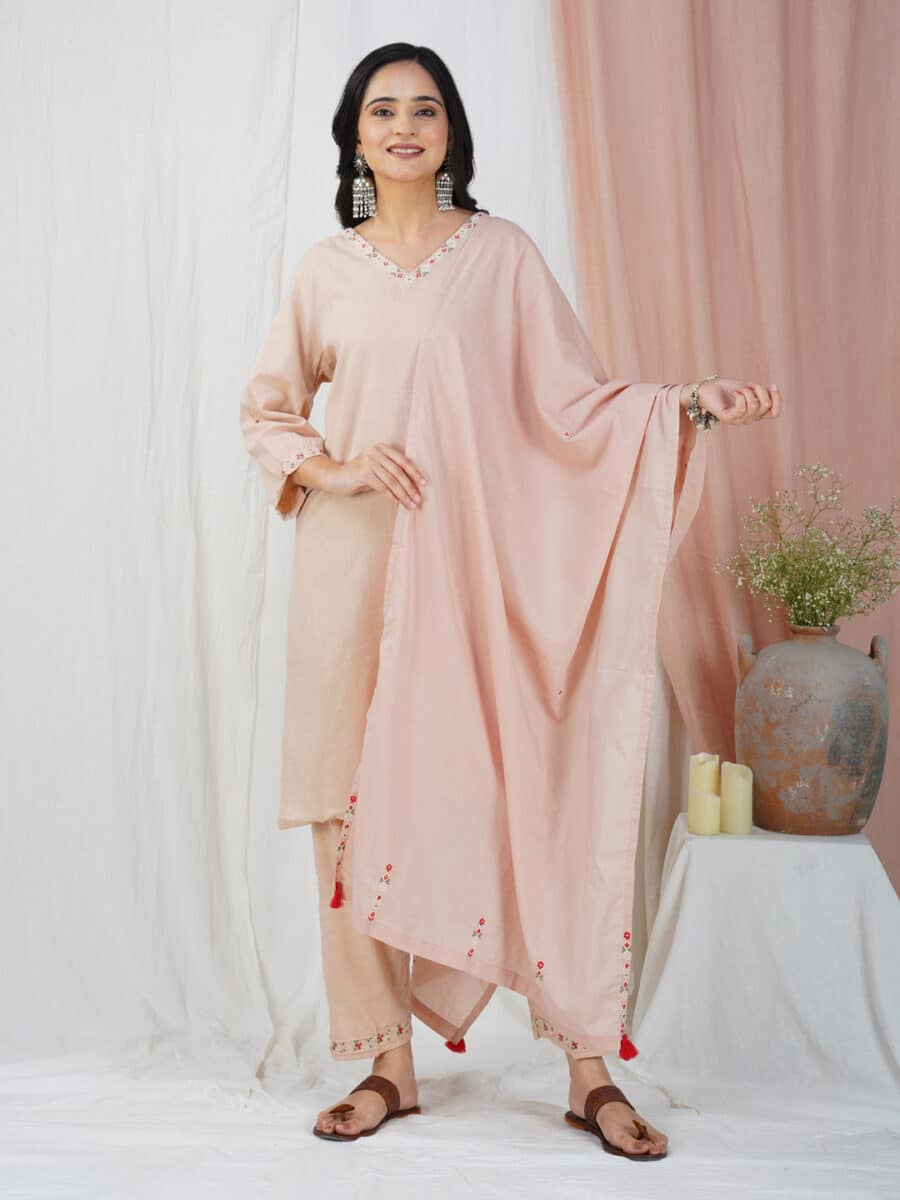 Baby Pink Tribal Pillar Printed Kurta